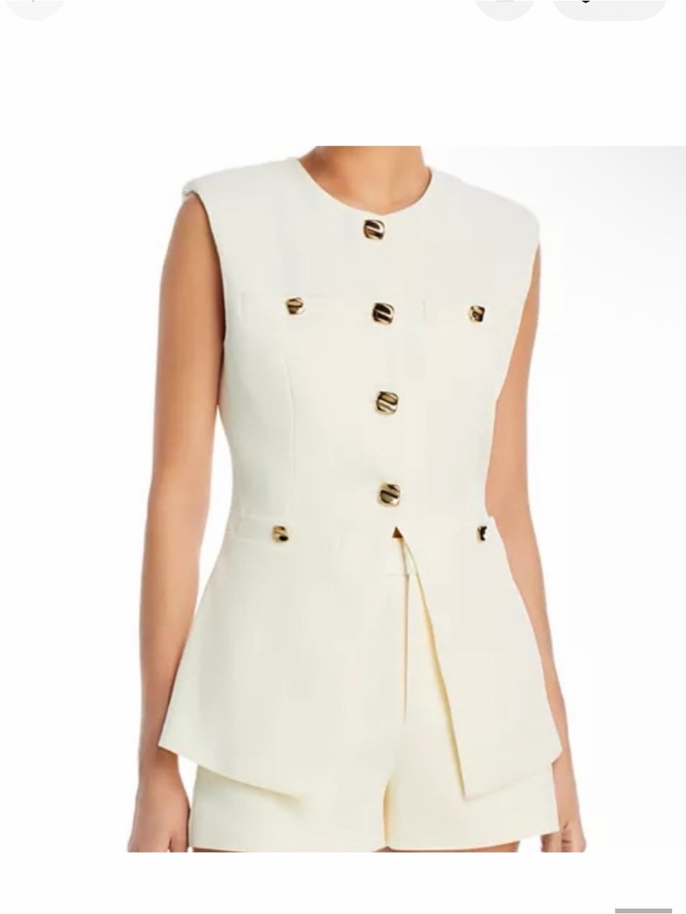 Endless Rose padded Sleeveless Ivory  Button-Front Vest
